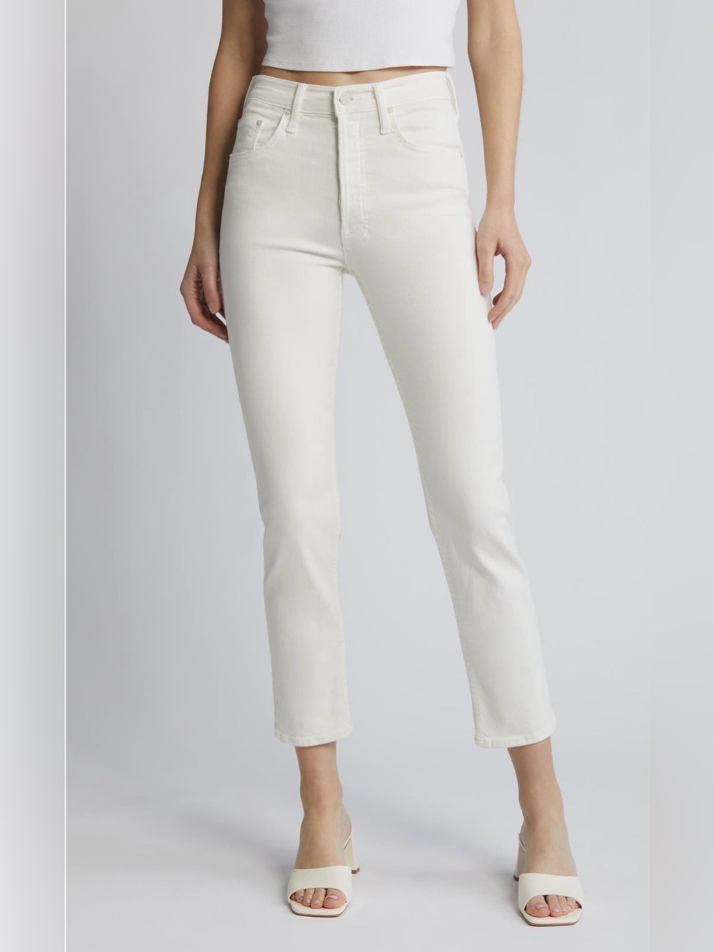 NWOT- MOTHER The Tomcat Ankle Jeans in Cream Puffs (ivory) Size 28 🤩